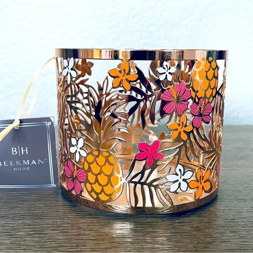 Pineapple Summer Gold Cutout Candle Holder Sleeve